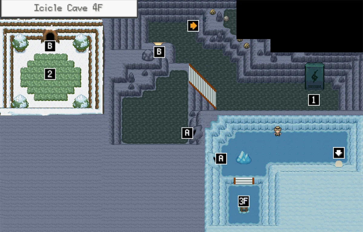 Icicle Cave 4F map / Pokémon Unbound