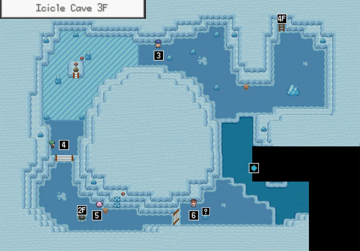 Icicle Cave 3F map / Pokémon Unbound
