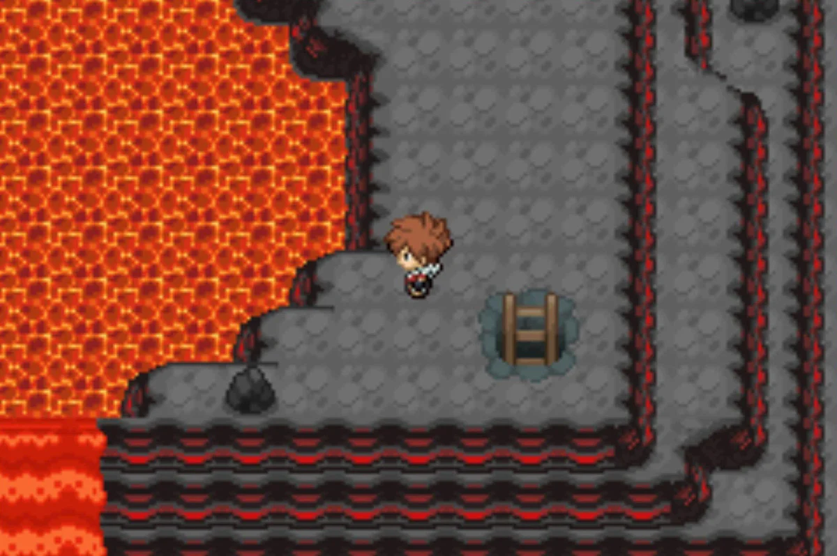 The ladder you came from, which accesses the eastern side of the volcano / Pokémon Unbound