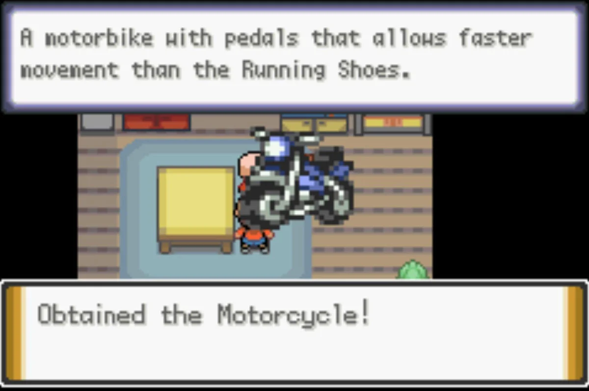 The Motorcycle is the same as the Bicycle from other games / 포켓몬 Unbound