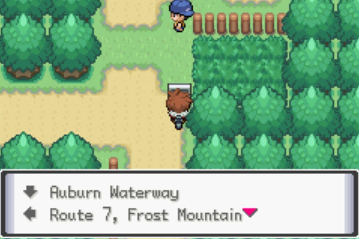 The south route leads to Auburn Waterway, and the west is where you want to go / Pokémon Unbound