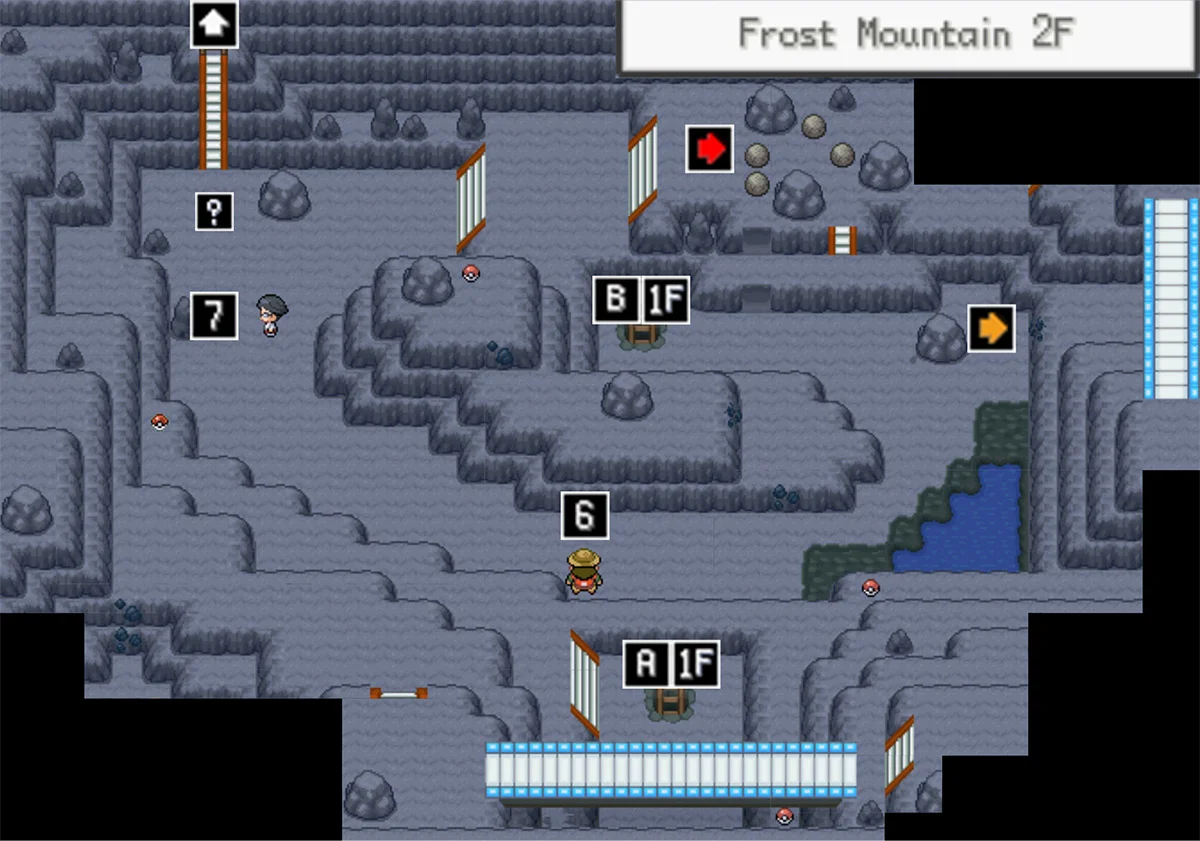 Frost Mountain 2F map / Pokémon Unbound