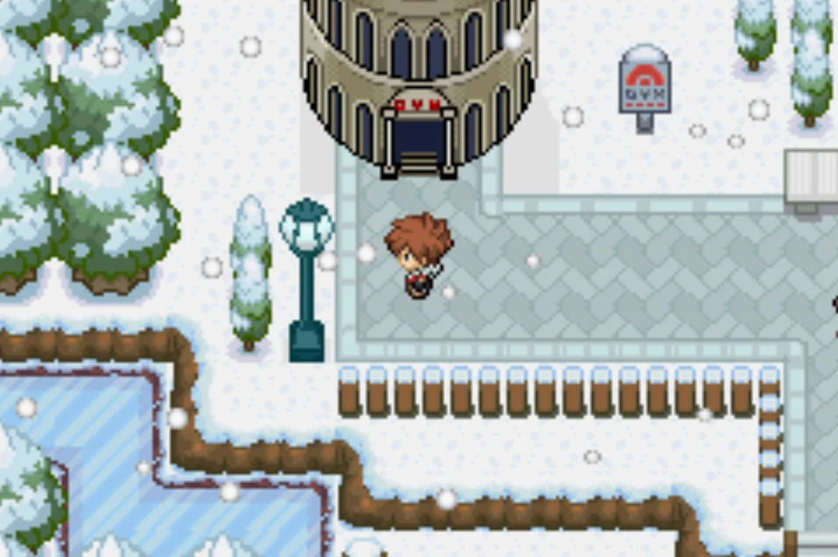 The Blizzard City gym is in the northwest part of the city / Pokémon Unbound