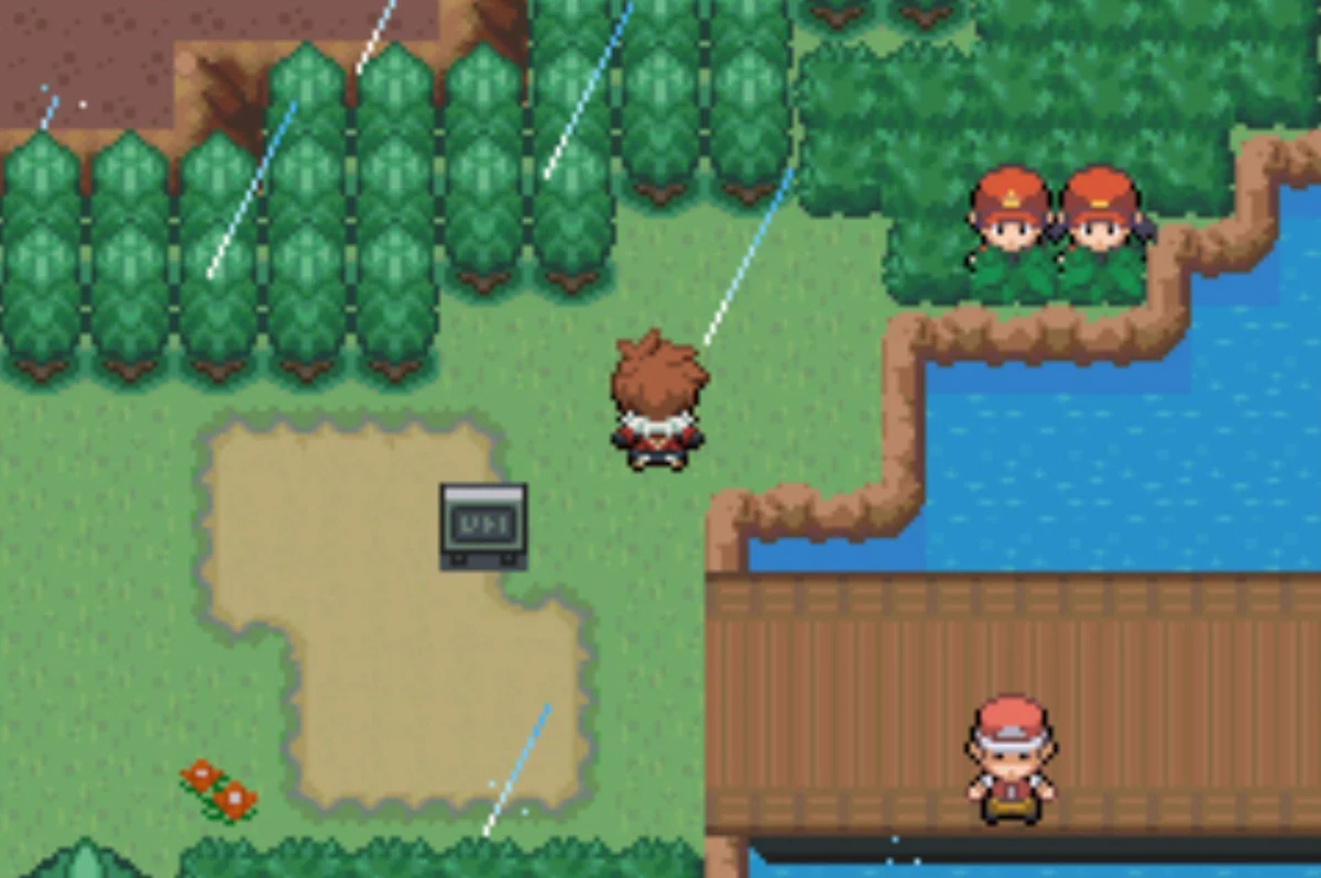 A Double Battle in the long grass, and a Fisherman on the pier / Pokémon Unbound