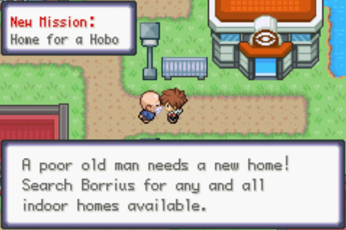 The old man in front of the Pokemon Center needs help / Pokémon Unbound