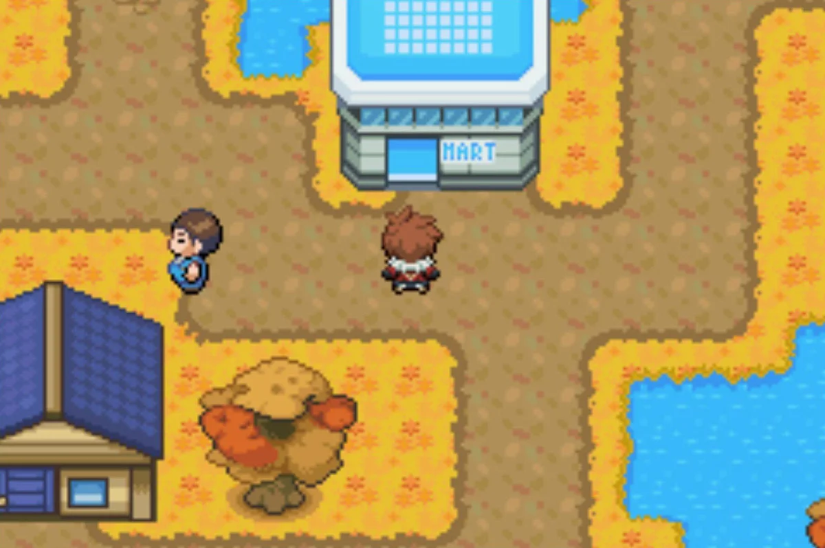 The Tehl Town Poke Mart, with the Name Rater’s house to the southwest / Pokémon Unbound