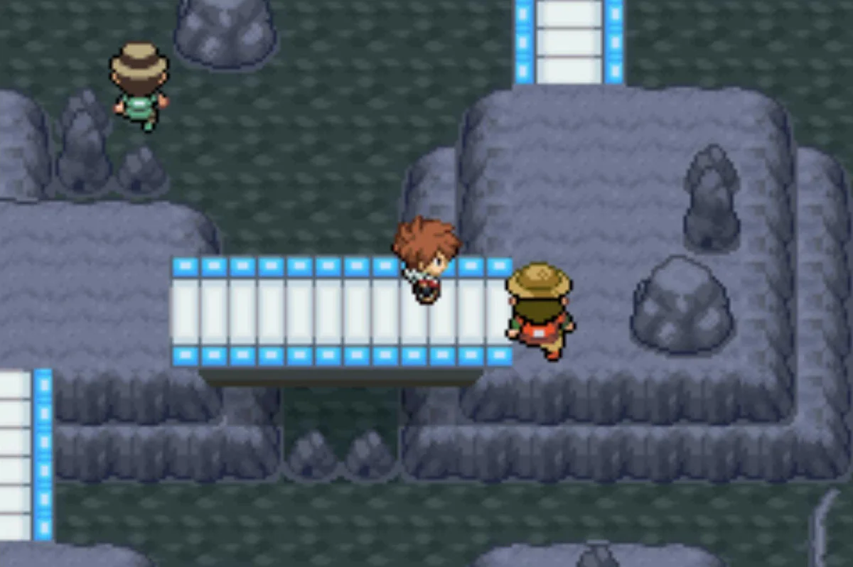 Hiker Earl roams around here, and Ruin Maniac Stanley is below / Pokémon Unbound