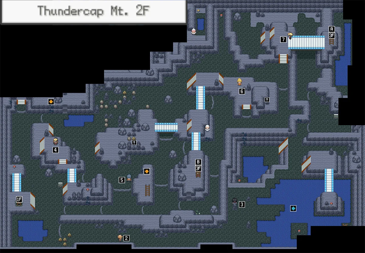 Thundercap Mountain second floor map / Pokémon Unbound