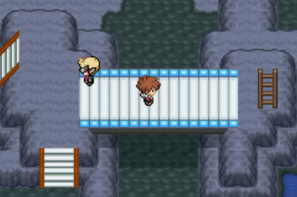 The ladder to 3F, past a Shadow Grunt / Pokémon Unbound