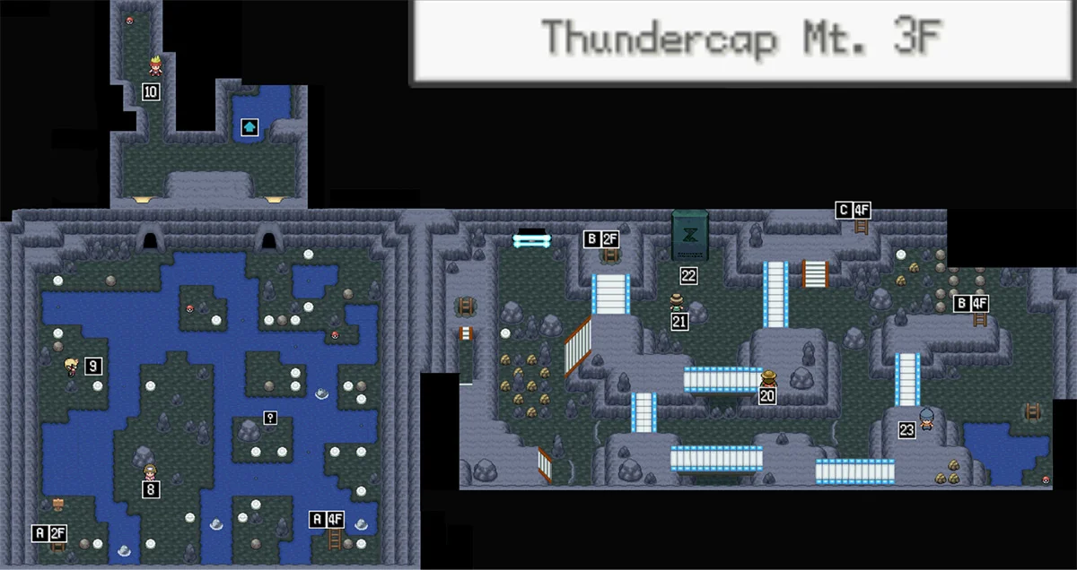 Thundercap Mountain third floor map / Pokémon Unbound