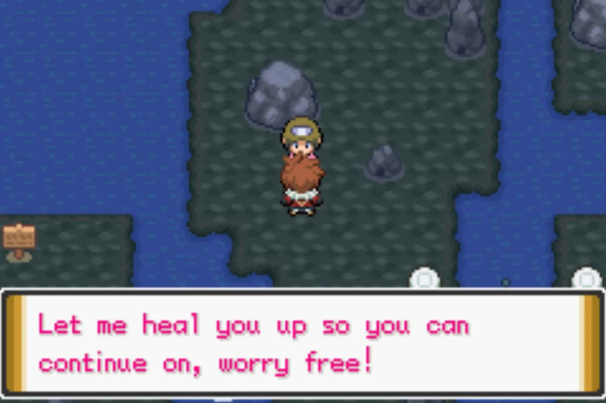 The nurse will heal you for free / Pokémon Unbound