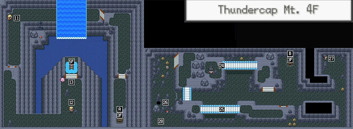 Thundercap Mountain fourth floor map / Pokémon Unbound