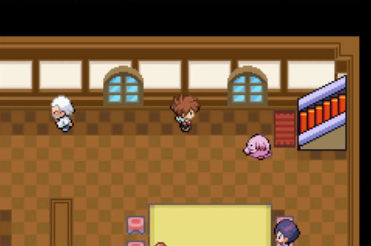 The stairs to 2F, and a Chansey / Pokémon Unbound