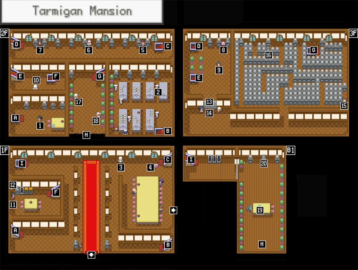Tarmigan Mansion map / Pokémon Unbound