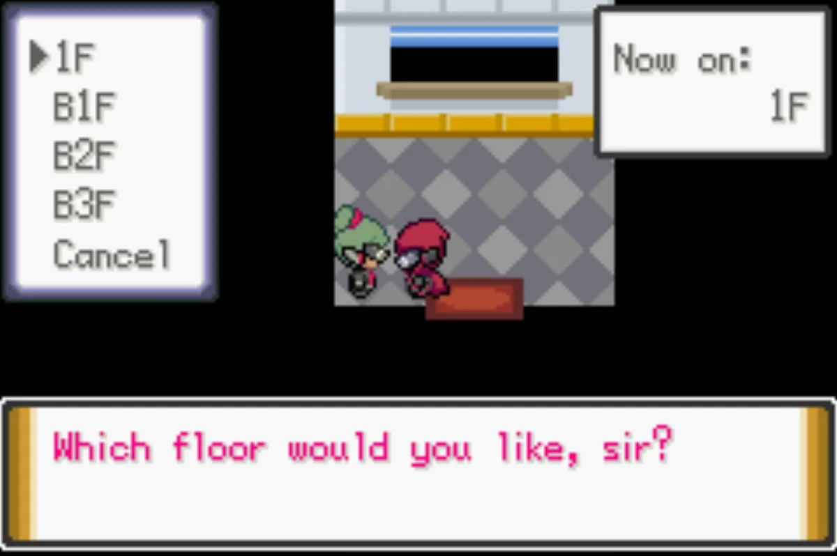 The attendant asks you which floor / Pokémon Unbound