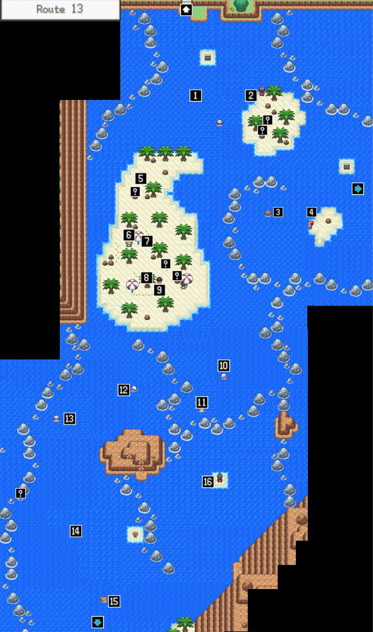 Route 13 map / Pokémon Unbound