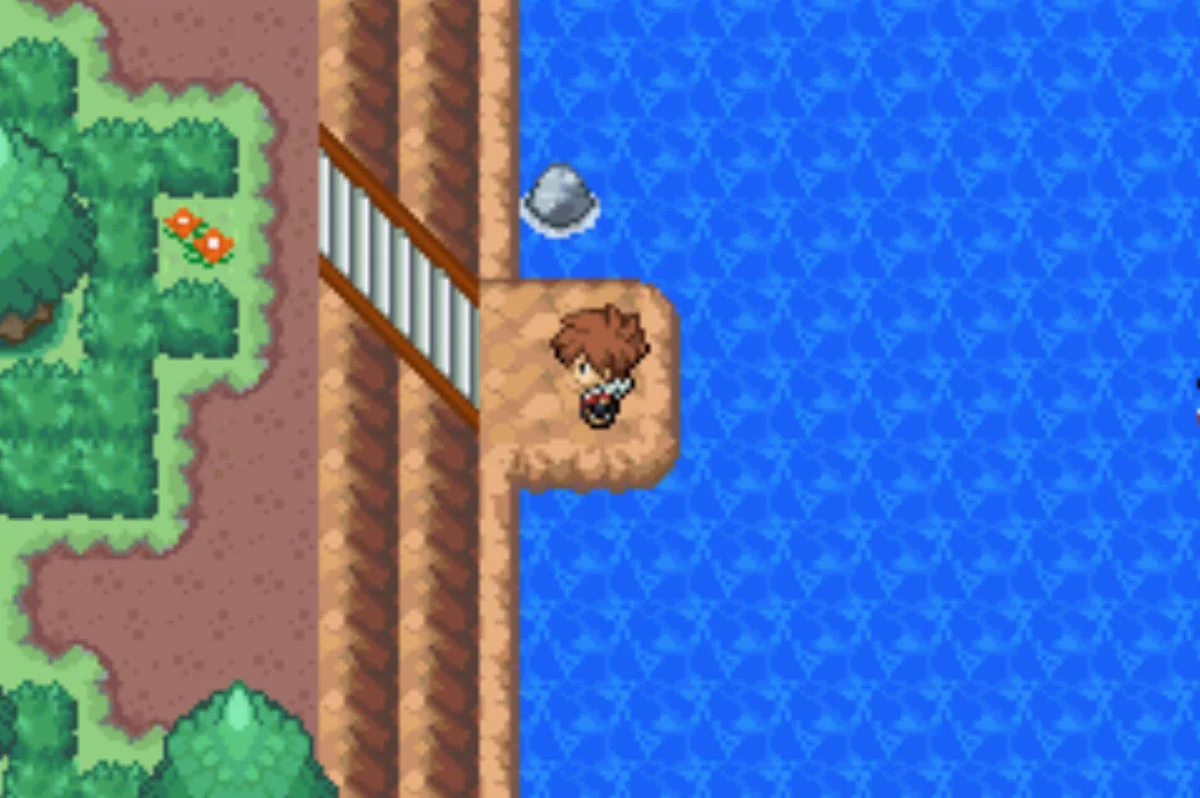 The land bridge that marks the end of Route 14 / Pokémon Unbound