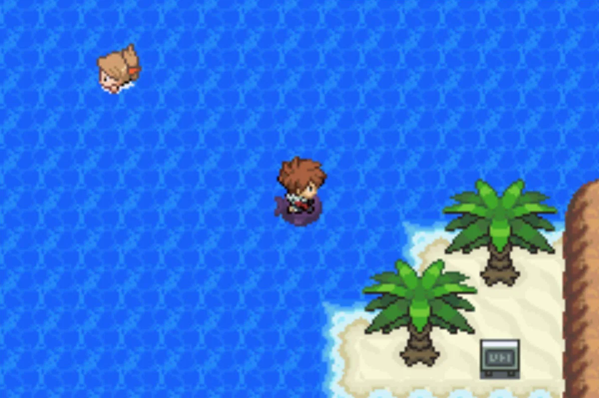 Swimmer Anya and the point where Route 13 becomes 14 / Pokémon Unbound