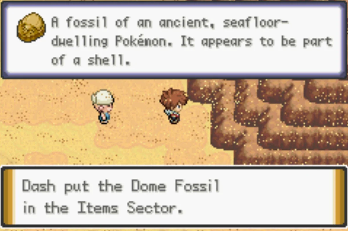 Fossils are a rare drop from smashing rocks / Pokémon Unbound