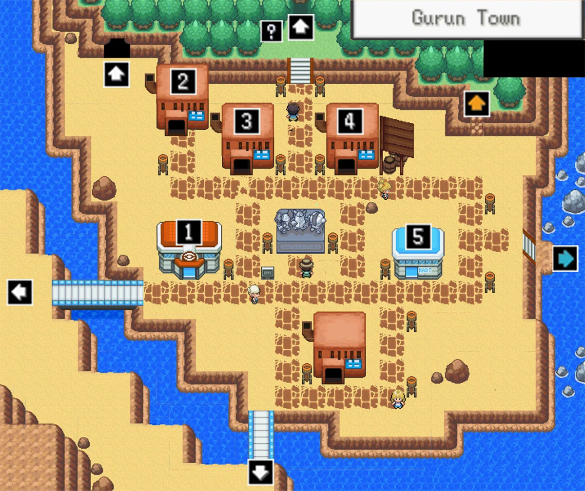 Gurun Town map / Pokémon Unbound