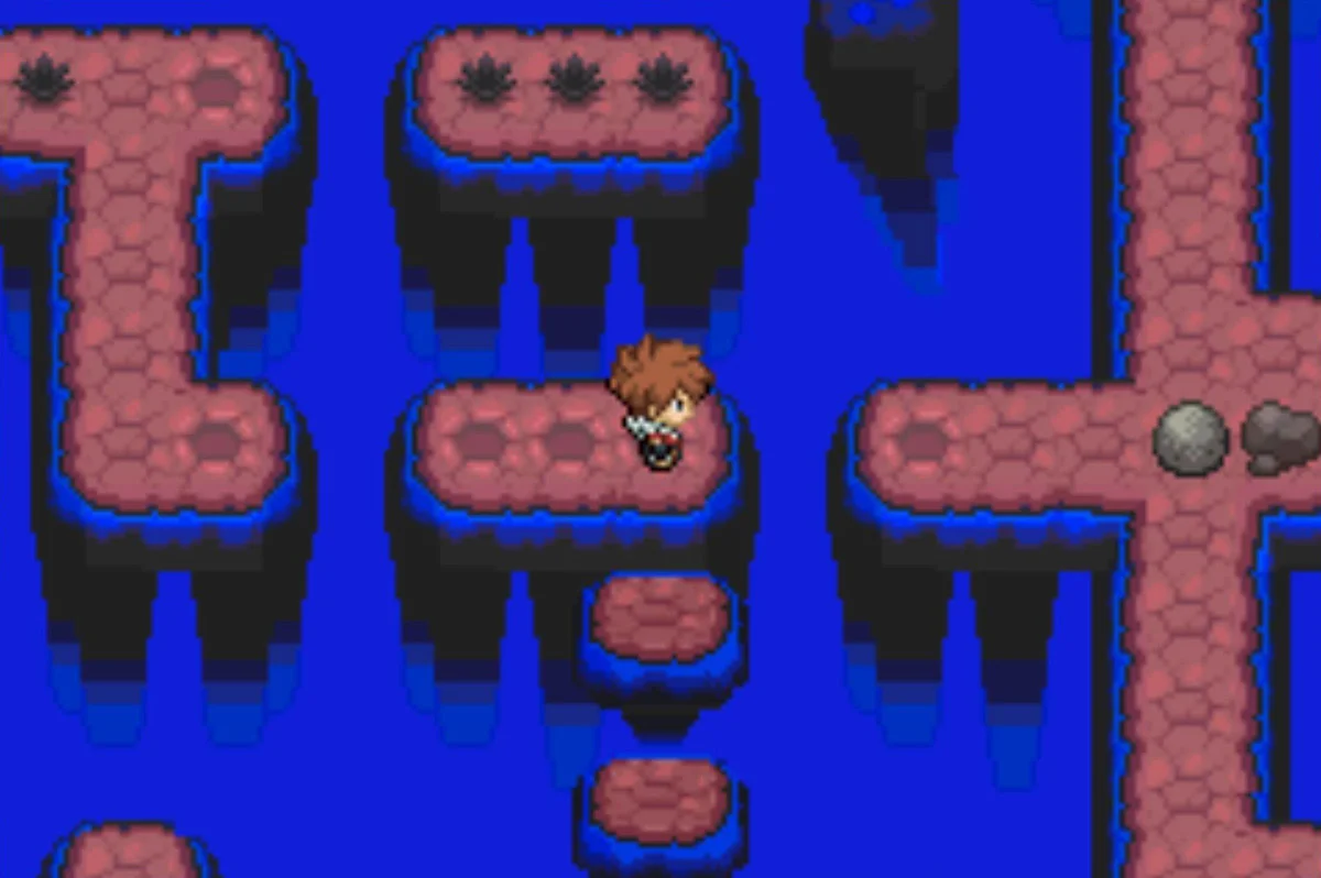 Keep going until you see a boulder / Pokémon Unbound