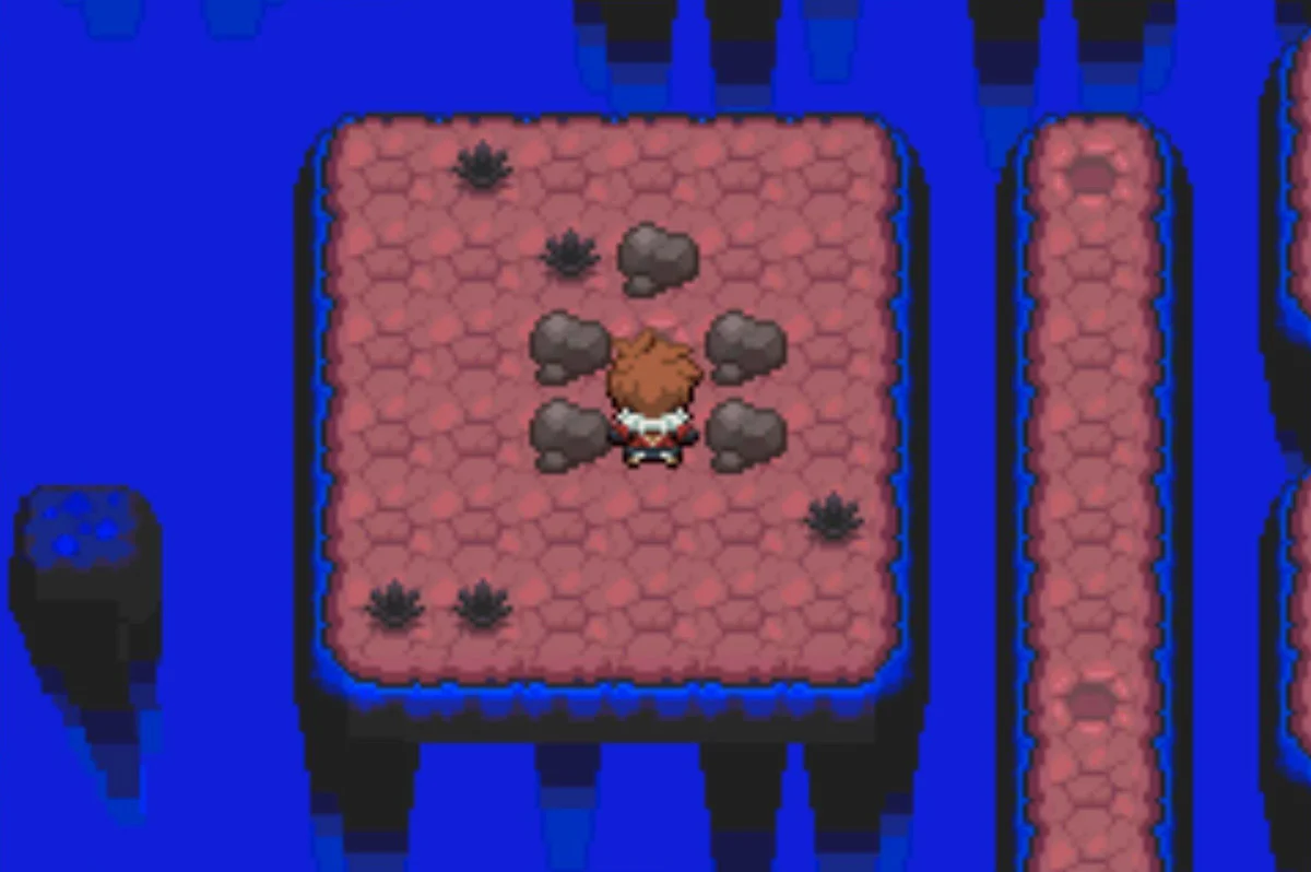 Step on the button in the middle of the rocks / Pokémon Unbound