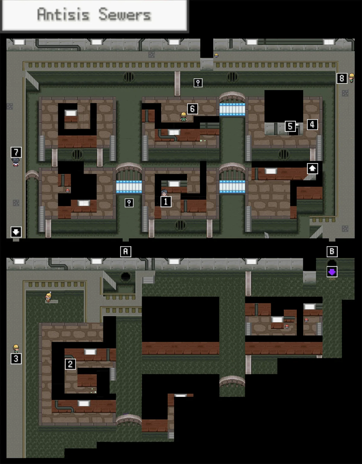 Antisis Sewers map / Pokémon Unbound