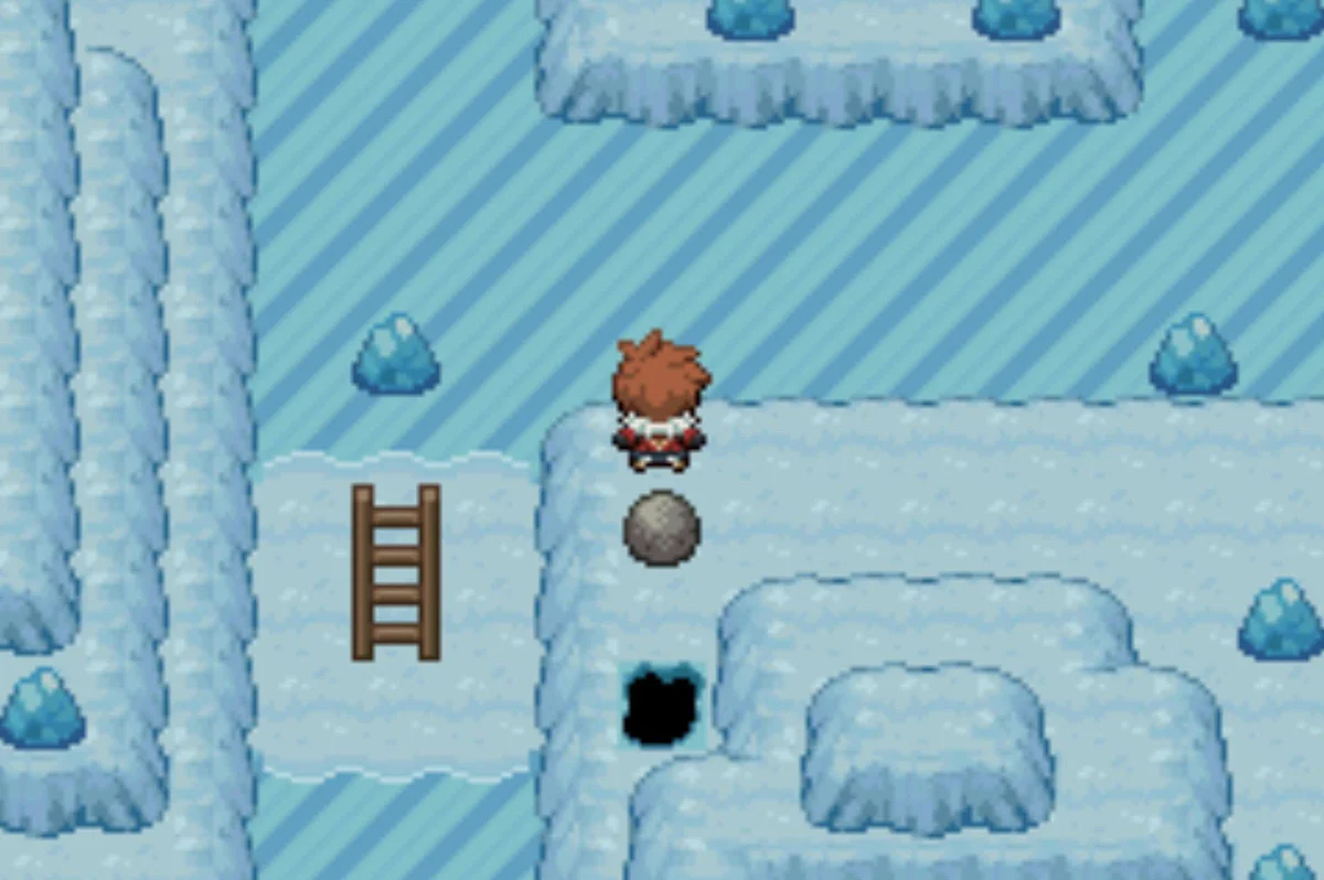 Push the boulder in the hole, then follow it / Pokémon Unbound