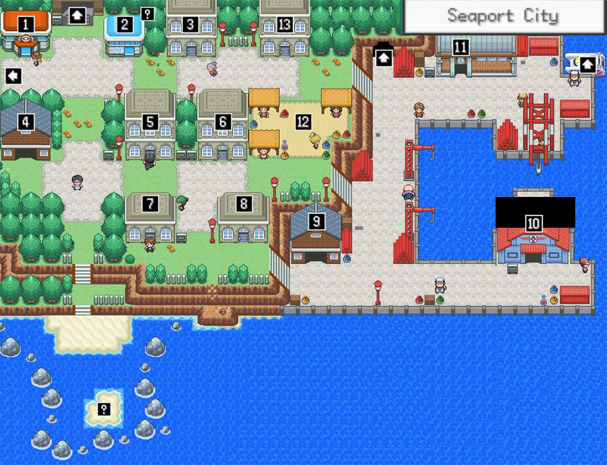 Seaport City map / Pokémon Unbound