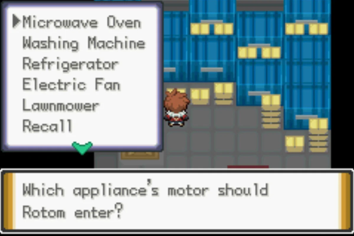 The Warehouse is where you can change Rotom forms / Pokémon Unbound