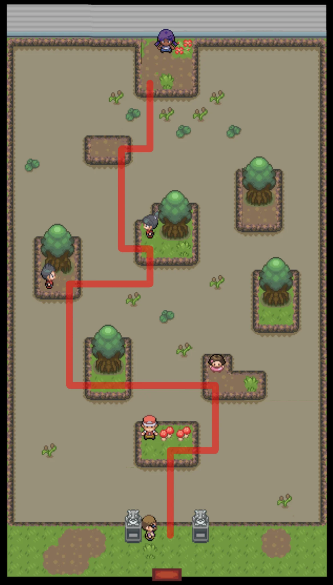 The optimal Gym route to avoid the waves / Pokémon Unbound