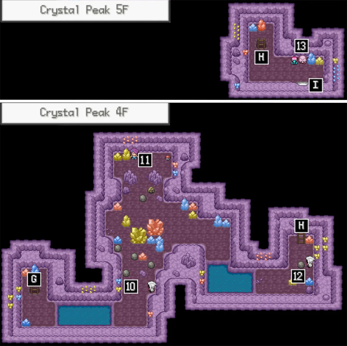 Crystal Peak 4F and 5F maps / Pokémon Unbound