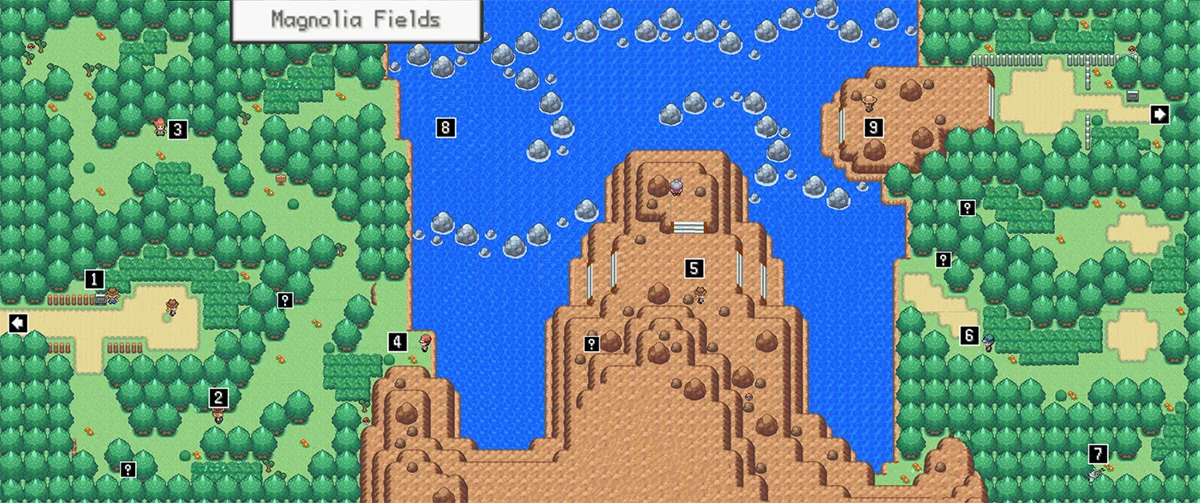 Magnolia Fields map / Pokémon Unbound