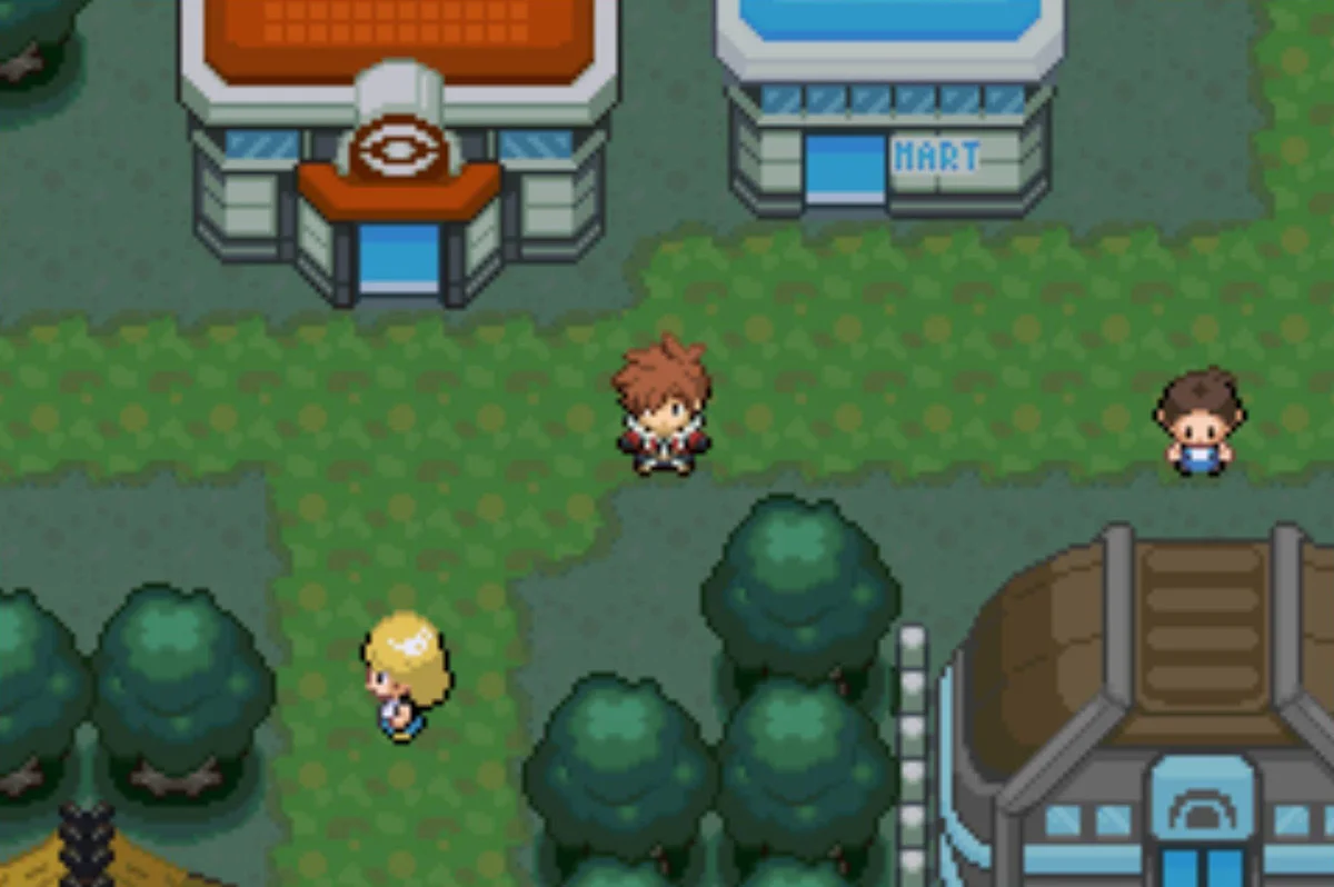 The Pokémon Center and the Poke Mart, at the crossroads in town / Pokémon Unbound