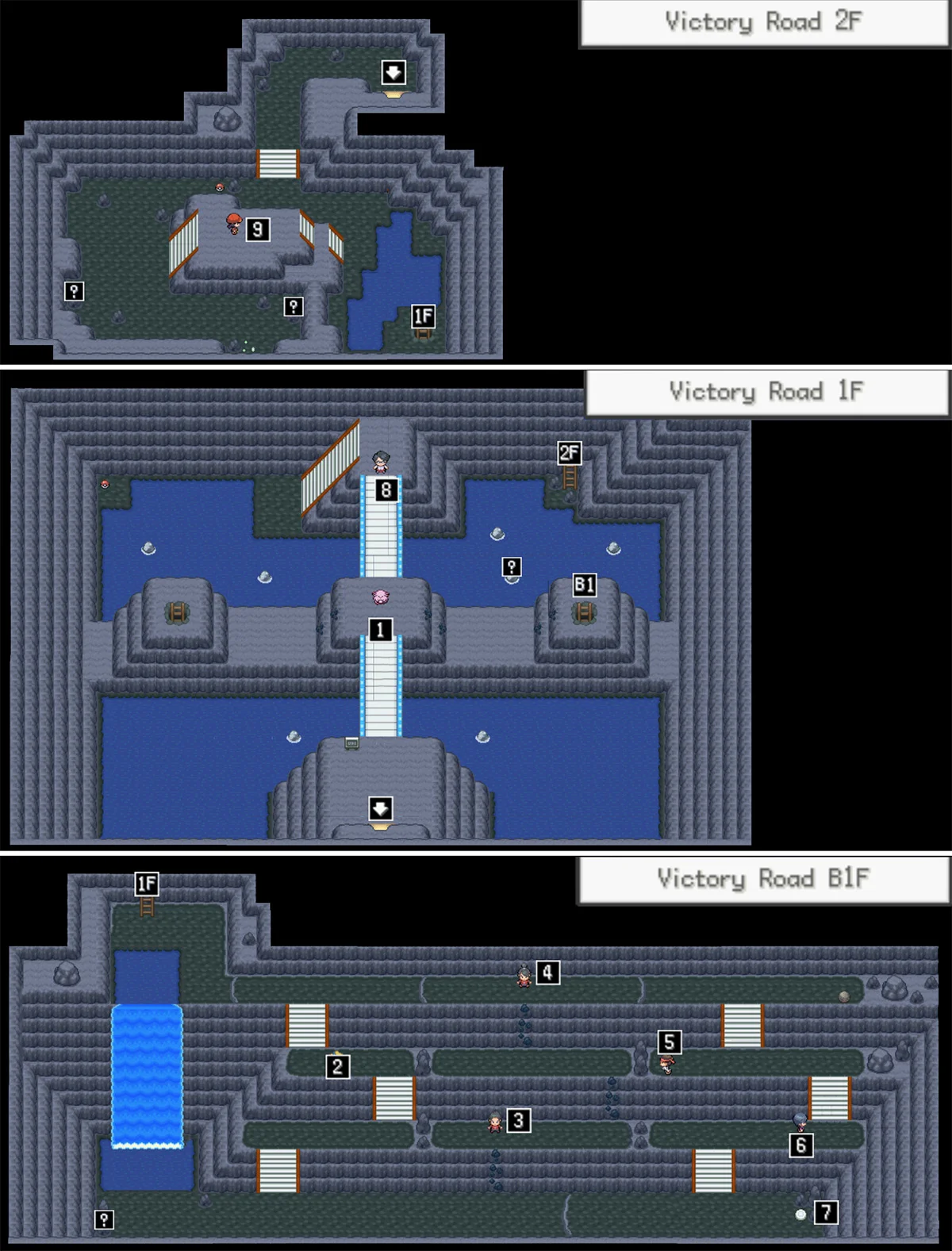 Victory Road lower caverns map / Pokémon Unbound