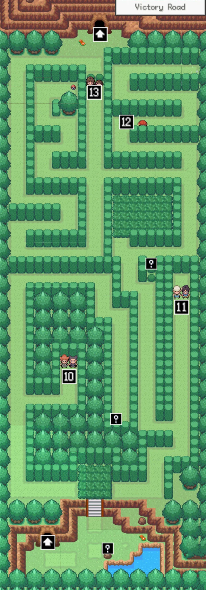 Victory Road Hedge Maze map / Pokémon Unbound