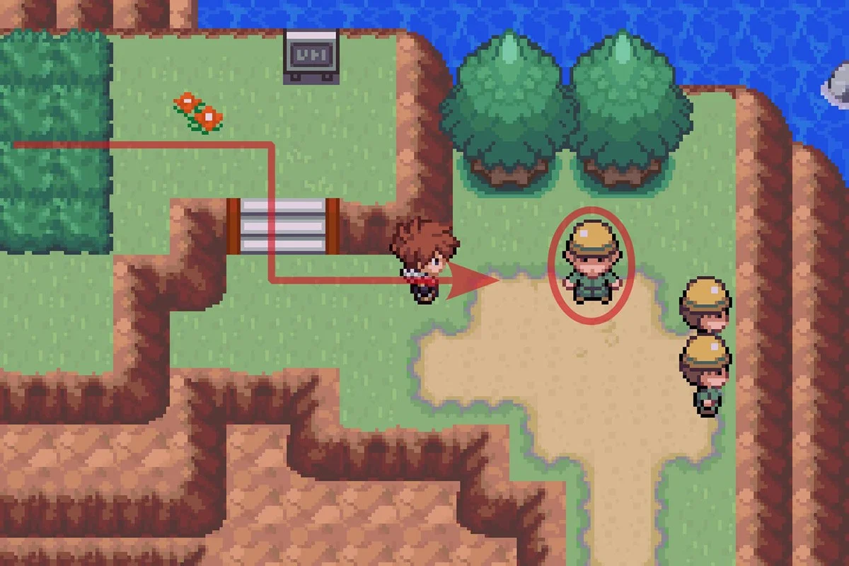 Approaching the NPC who gives Rock Climb. / Pokémon Unbound