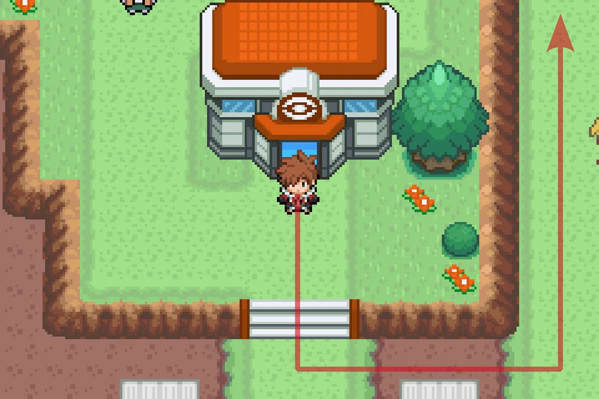 Standing outside of the Tarmigan Town Pokémon Center. / Pokémon Unbound