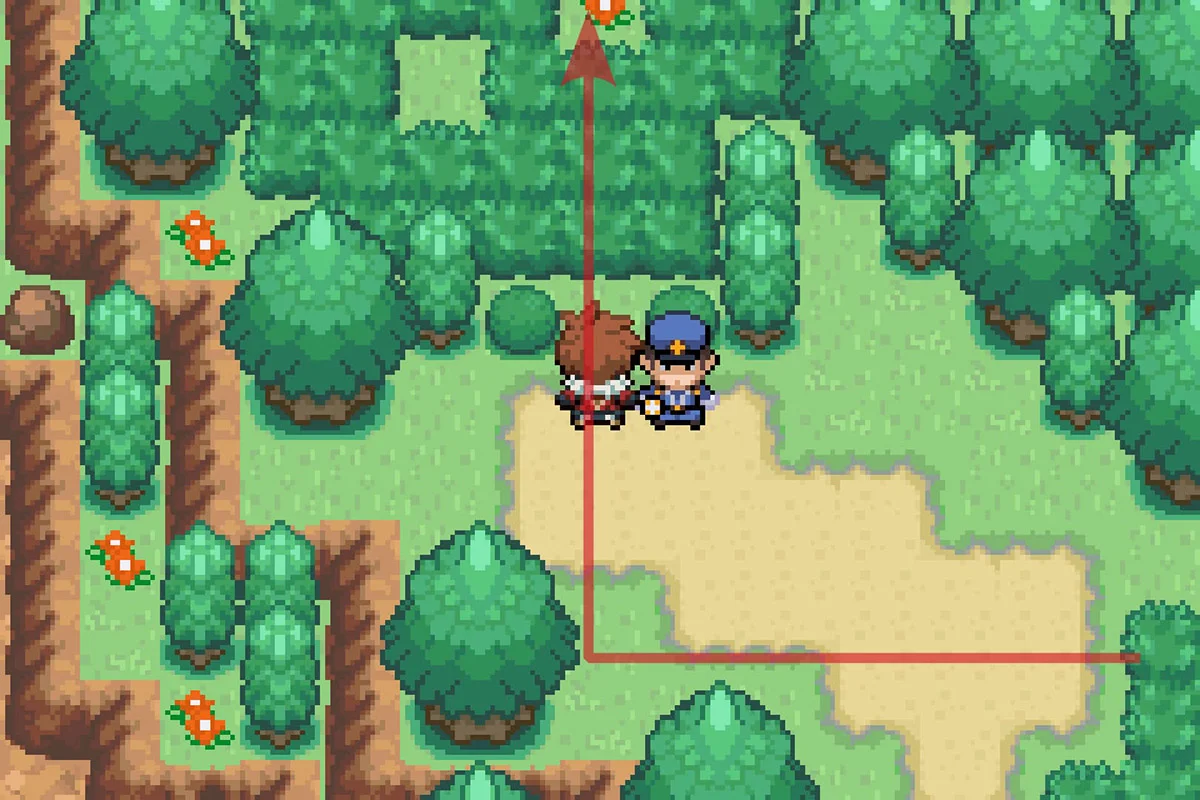 Walking past the police officer NPC. / Pokémon Unbound