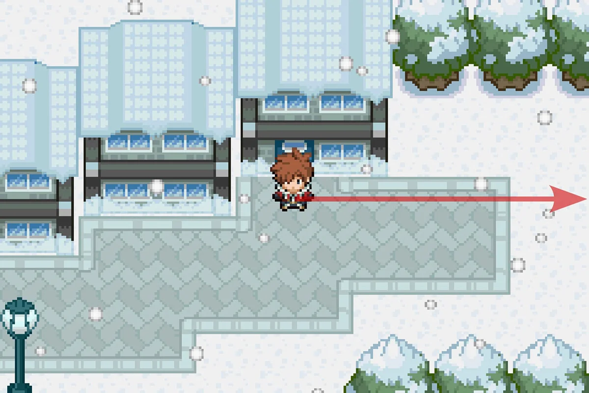 집을 나와 동쪽으로 가는 모습. / Pokémon Unbound