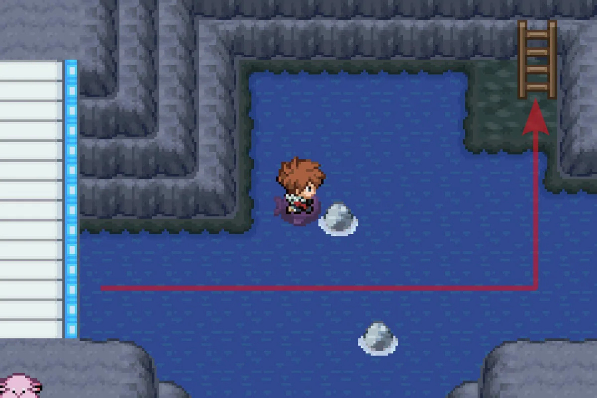 Taking a ladder to the upper floor. / Pokémon Unbound