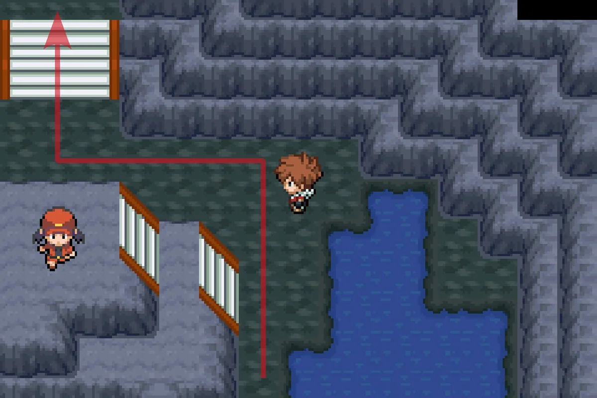 Taking the stairs to the North to go up. / Pokémon Unbound